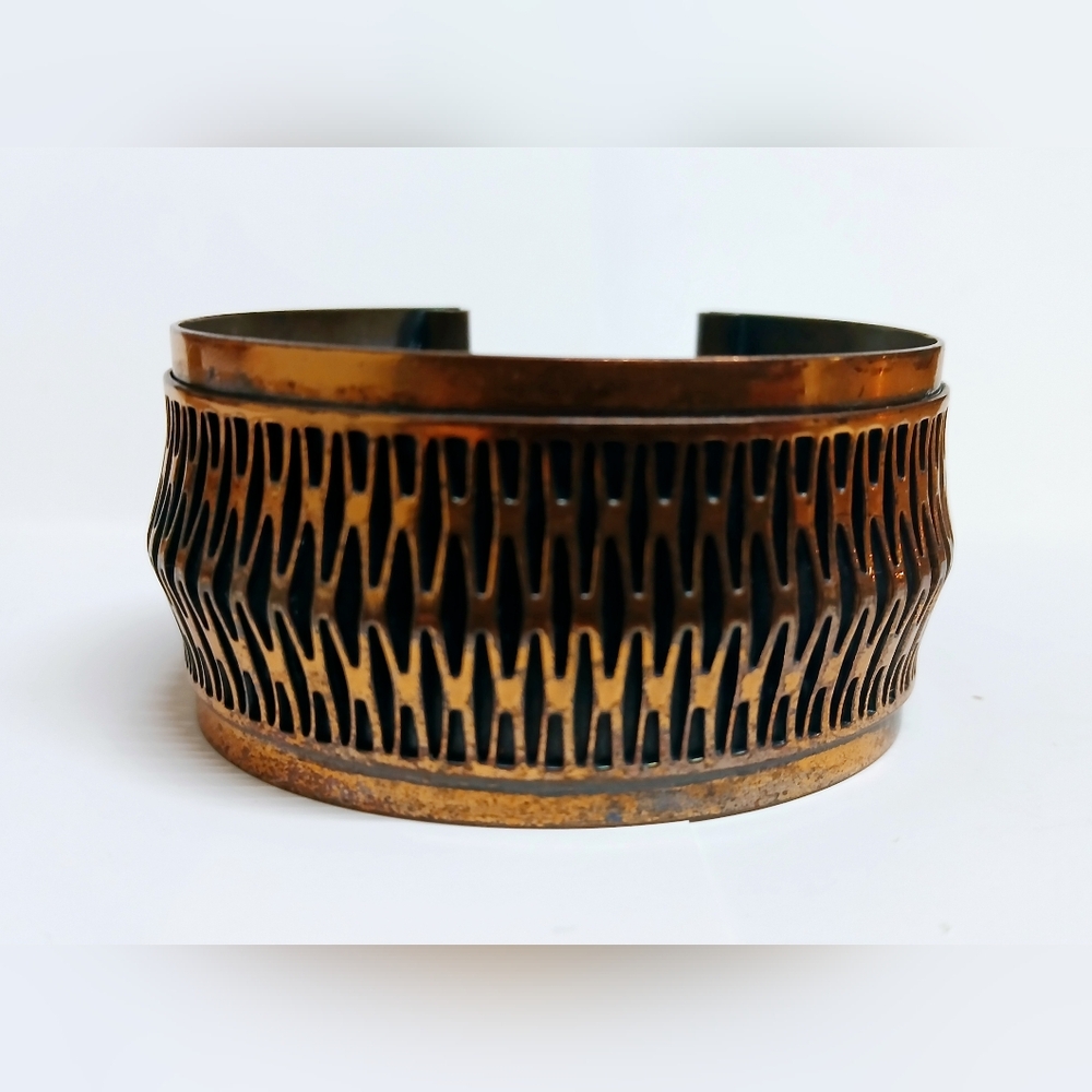 Vintage Bronze Tone Metal Cuff Bracelet